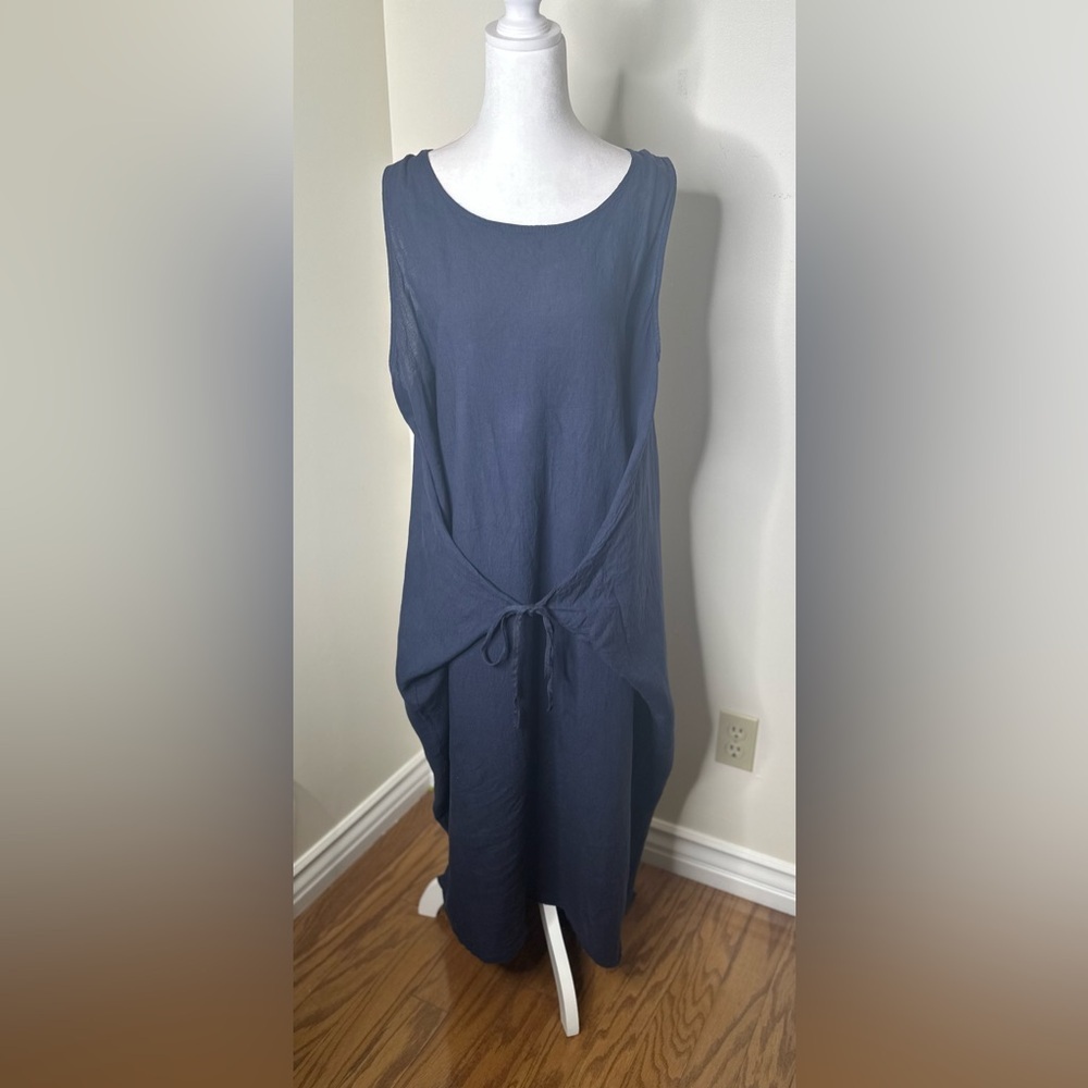 Blue Vasna 100% Linen Dress Size 2X